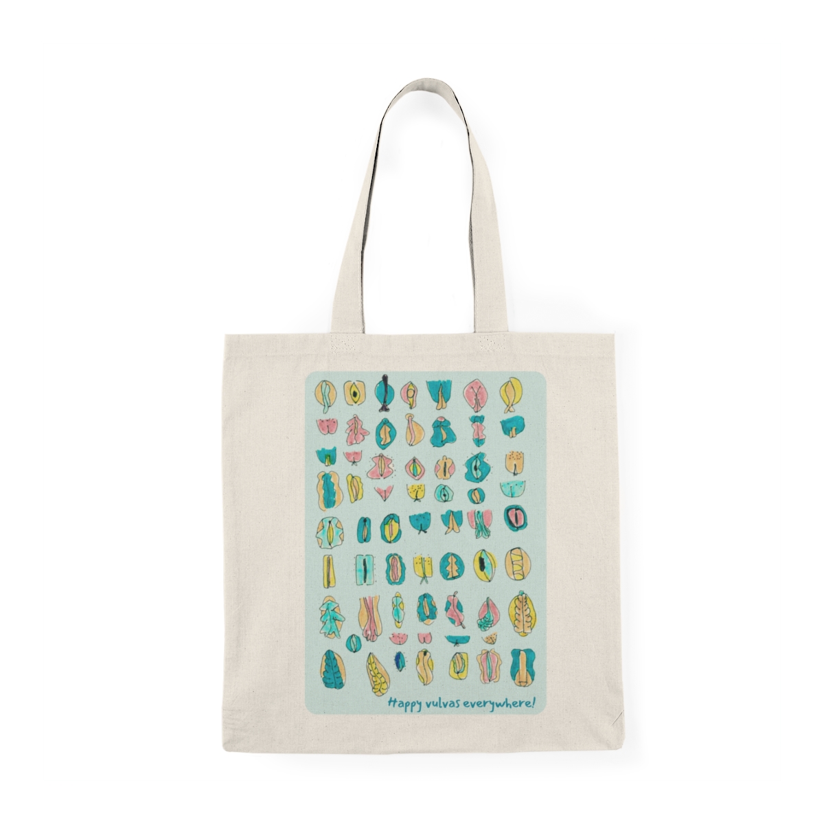 Natural Tote Bag - Happy vulvas