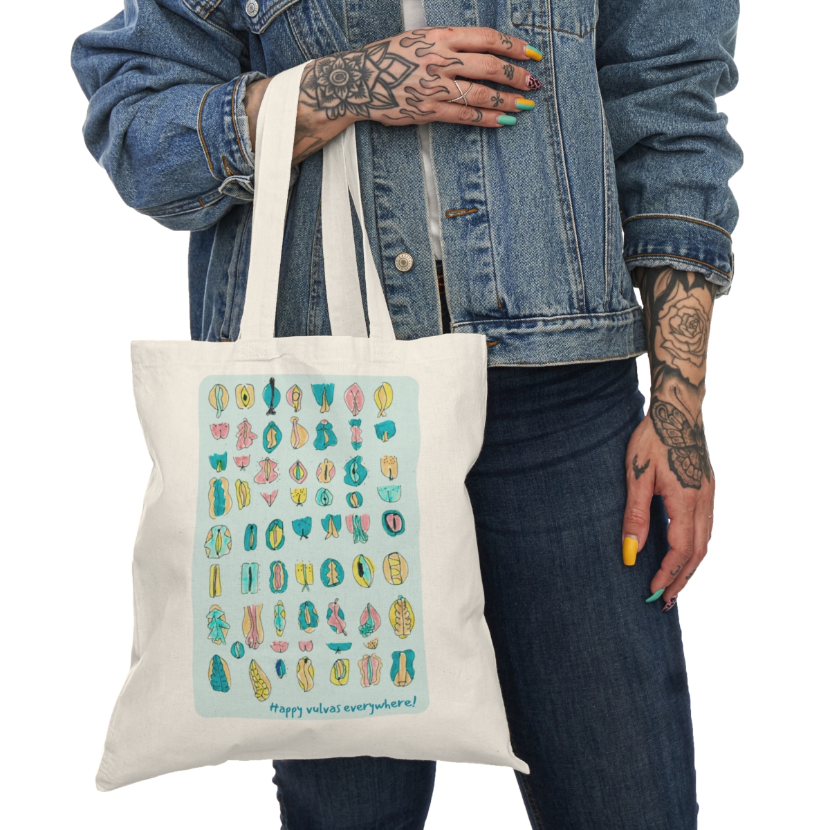 Natural Tote Bag - Happy vulvas - Image 3