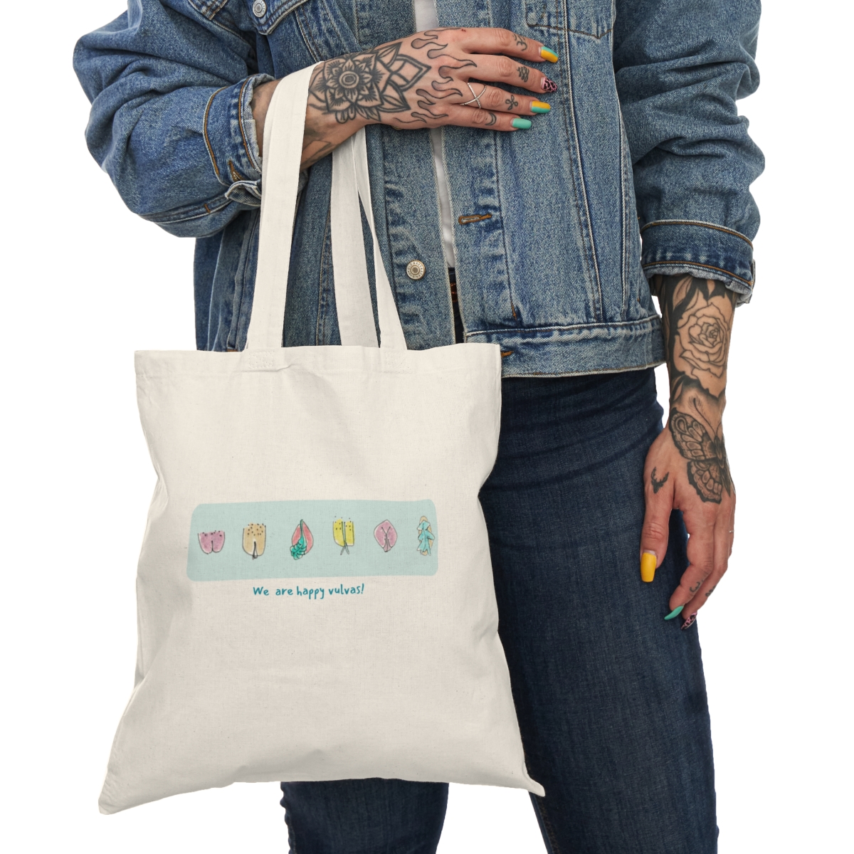 Natural Tote Bag - Happy vulvas - Image 4